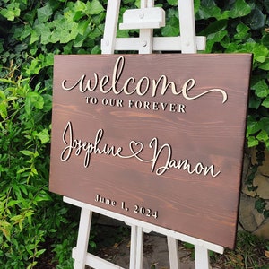 Cartello d'ingresso per matrimonio 3D, personalizzato Benvenuti nel nostro cartello per matrimonio, cartello in legno personalizzato per matrimonio, cartello per matrimonio 3D, cartello con nome per matrimonio