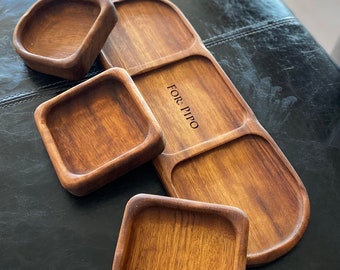 Wooden Snack Tray With Engraving, Engraved Custom Snack Plate,nuts
