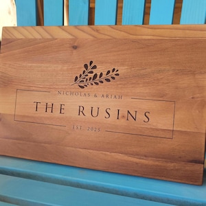 Personalized Wooden Custom Cutting Board for Family Gift, Juice Groove, Engraved Walnut or Oak Cutting Board for Wedding or Housewarming