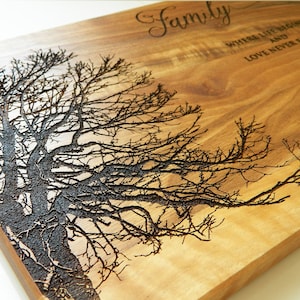 Family Tree Cutting Board, Engraved Family Quote Cutting Board, Thanksgiving Gift, Custom Family Christmas Gift, Script Family Name Gift