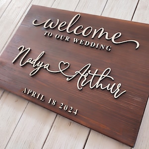 Placa de boas-vindas para casamento, Placa de entrada para casamento, Placa de madeira personalizada para casamento, Decoração rústica para casamento, Placa para local do casamento
