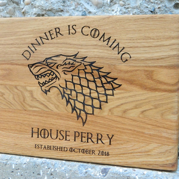 Game Of Thrones Gift, Custom Cutting Board for Wedding Gift, Personalized Dinner is Coming, Custom Anniversary Gift,  Housewarming Gift