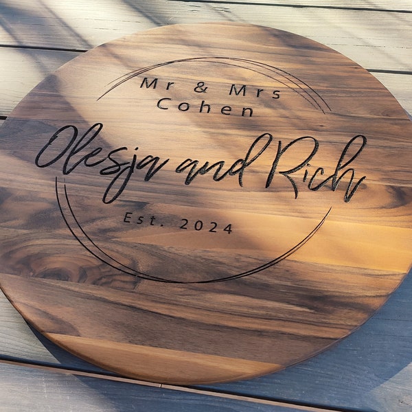 The Extra Large Round Cutting Board, Personalized Cutting Board, Engraved Charcuterie Board, Circle Cheese Board, Custom Serving Board