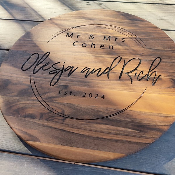 The Extra Large Round Cutting Board, Personalized Cutting Board, Engraved Charcuterie Board, Circle Cheese Board, Custom Serving Board