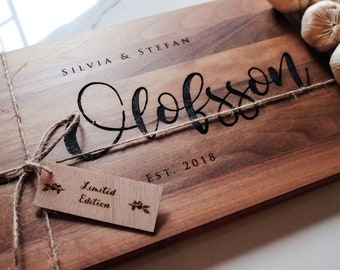 Engraved Charcuterie Board, Personalized Serving Board, Custom Family Name, Unique Cutting Board, Custom Wedding gift, Carved Chopping Board