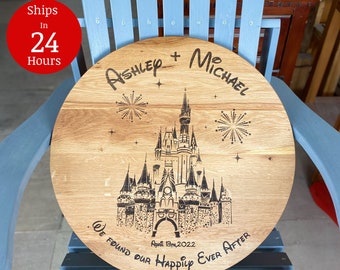 Happily Ever After Disney Gifts for wedding gift, Disney Characters Engraved Wood Cutting boards, fairytale castle gift, Disney Anniversary