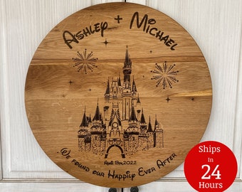 Disney Happily Ever After Cutting Board, Custom Disney Castle Anniversary Gift, Princess Castle Silhouette Cutting Board, Newlywed Gift