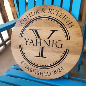 Personalized Round Cutting Board – Rustic Charcuterie Board, Wedding or Anniversary Gift for Couples, Handmade Cheese Platter Tray