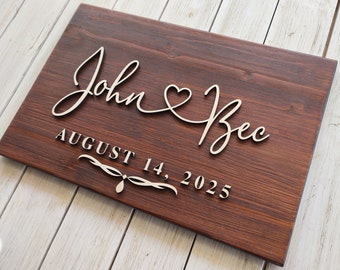 Wedding Guest Book Alternative Sign, Wood 3d Guest Book Sign, Rustic Wedding Signage, Family Name Sign, Guestbook, Couples Name Guest Book