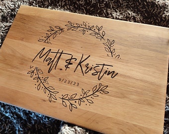 Couple Name Engraved Cutting Board, Personalized Wedding Gift, Newlywed Gift, Custom Cheese Board, Gift for Bride, Bridal Shower Gift