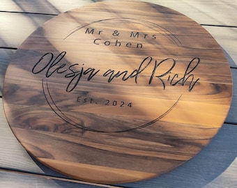 The Extra Large Round Cutting Board, Personalized Cutting Board, Engraved Charcuterie Board, Circle Cheese Board, Custom Serving Board