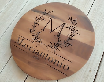 Extra Large Cheese Board, Personalized Round Cutting Board, Serving Board, Custom Charcuterie Board, Large Wood Plate, Circular Serving Tray