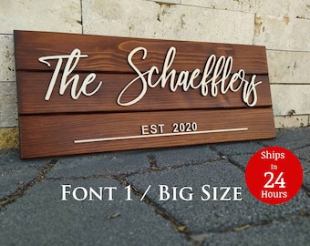 Custom Wood Sign, Personalized Family Name Sign, Last Name Pallet Sign, Established Date Sign, est. date sign, Anniversary Gift, Couple Gift