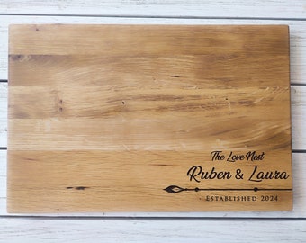 Custom Cutting Board for Couples, Bridal Shower Gift, Personalized Wedding, Anniversary Gift, Family Last Name, Free Shipping, Juice Groove