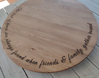 Engraved Gathered Around the Table Lazy Susan, Custom Message Personalized Turntable, Kitchen Decor, Centerpiece, Custom Housewarming Gifts