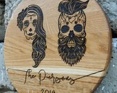 Custom Wedding Gift Sugar Skull Cutting Board Personalized, Gothic Wedding, Custom Cutting Board, Engraved bridal shower, día de los muertos