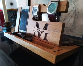 Wooden Docking Station Gift, Docking Station, Charging Station, Docking station for men gift, Gifts Under 50 Dollars , Wood Phone Stand