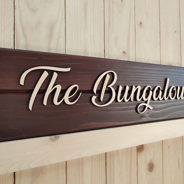 Personalized The Bungalow Sign, Welcome to Our Bungalow Sign, Bungalow Home Wall Decor, Cabin Sign, Custom Wooden Indoor or Outdoor Wall Art