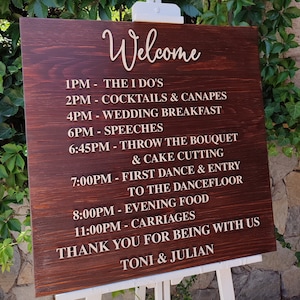 Sign Order Reception Order of Events Welcome Sign – Wedding Timeline Sign, Handwriting Style ...