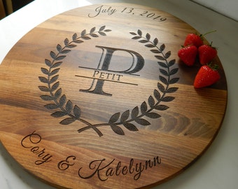 Lazy Susan Personalized, Engraved Lazy Susan, Turntable Cheeseboard, Rotating Charcuterie Board, Engagement, Wedding Present, New Home Gift