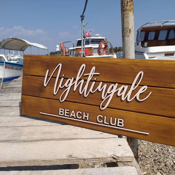 Wood business Sign, Personalized Pallet Sign, Outdoor Business logo sign, Small business Sign, New business gift, Wooden Beach Club sign