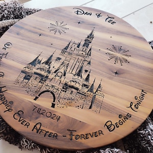 Personalized Princess Castle Cutting Board – Once Upon a Time Disney-Inspired Wedding or Engagement Gift – Magic Kingdom Style Custom Board