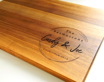 Personalized Cutting Board – Custom Wedding Gift with Couple Names, Charcuterie Board, Bridal Shower or Engagement Gift