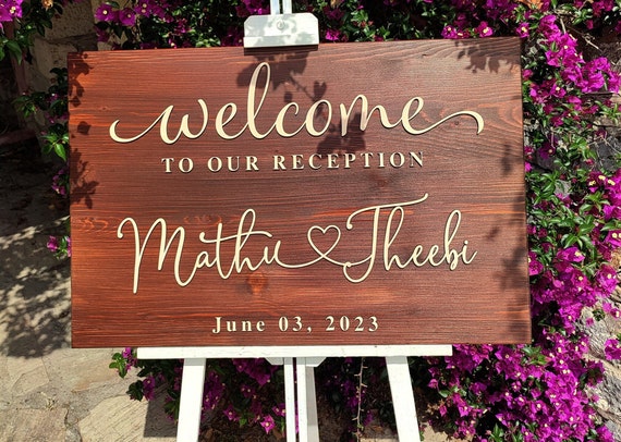 Wedding Welcome Sign, Rustic Wedding Sign, Personalized Wood Wedding Sign, 3D Wedding Sign, Custom Sign for Wedding Entrance