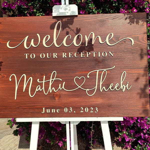 Wedding Welcome Sign, Rustic Wedding Sign, Personalized Wood Wedding Sign, 3D Wedding Sign, Custom Sign for Wedding Entrance