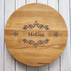 Plato giratorio rústico Lazy Susan, Susan perezosa personalizada, regalo de boda personalizado, regalo de aniversario, regalo de mejor amigo, regalo de esposa, idea de regalo personalizada