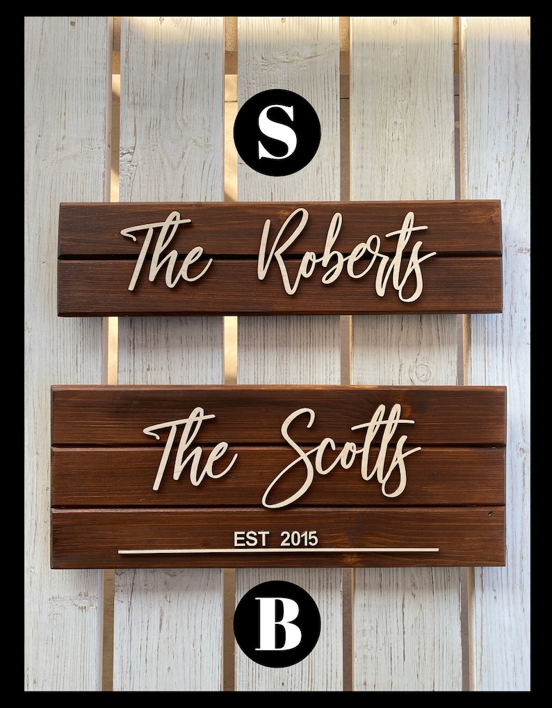 Comparison of large and small text sizes on the custom 'Welcome to Our Backyard' sign, highlighting how the personalization looks in different font sizes for various visual impacts.