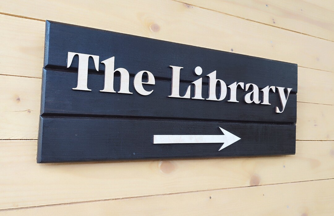 Custom Wood Library Sign, Personalized Couple Names Library Sign ...