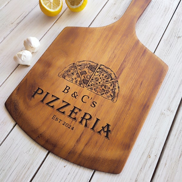Personalized Pizza Peel, Custom Pizza Chopping Board, Wood Pizza Paddle, Engraved Pizza Shovel, Handcrafted Carved Pizza, Pizzeria Gifts