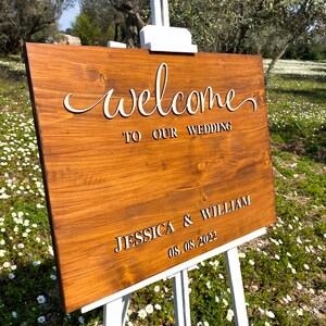 Welcome Sign for Wedding Ceremony, Alternative Guest Book for Wedding Reception, Wood Wedding Sign, Rustic Wedding Decor, 3D Wedding Sign image 8