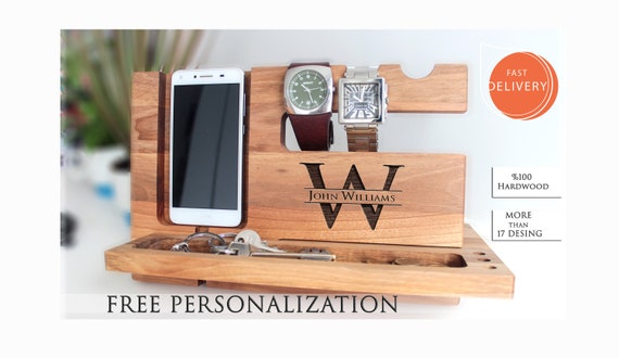 Wooden Docking Station Men Office Desk Accessories Men Etsy