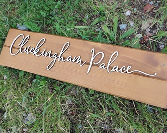 Custom Palace Sign, Palace Gift, Personalized Clucking ham Palace Sign, Barking ham Palace Sign, Outdoor Wall Art, Poultry Palace Sign