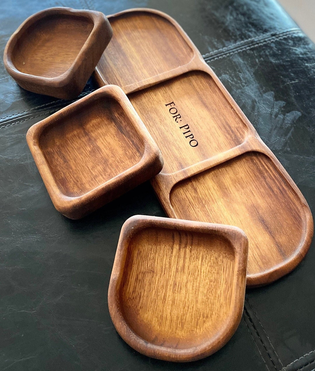 Wooden Nut Tray Personalized, Wooden Snack Tray With Engraving, Custom