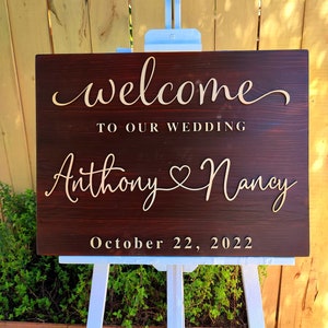 Welcome Sign for Wedding Ceremony, Alternative Guest Book for Wedding Reception, Wood Wedding Sign, Rustic Wedding Decor, 3D Wedding Sign image 1