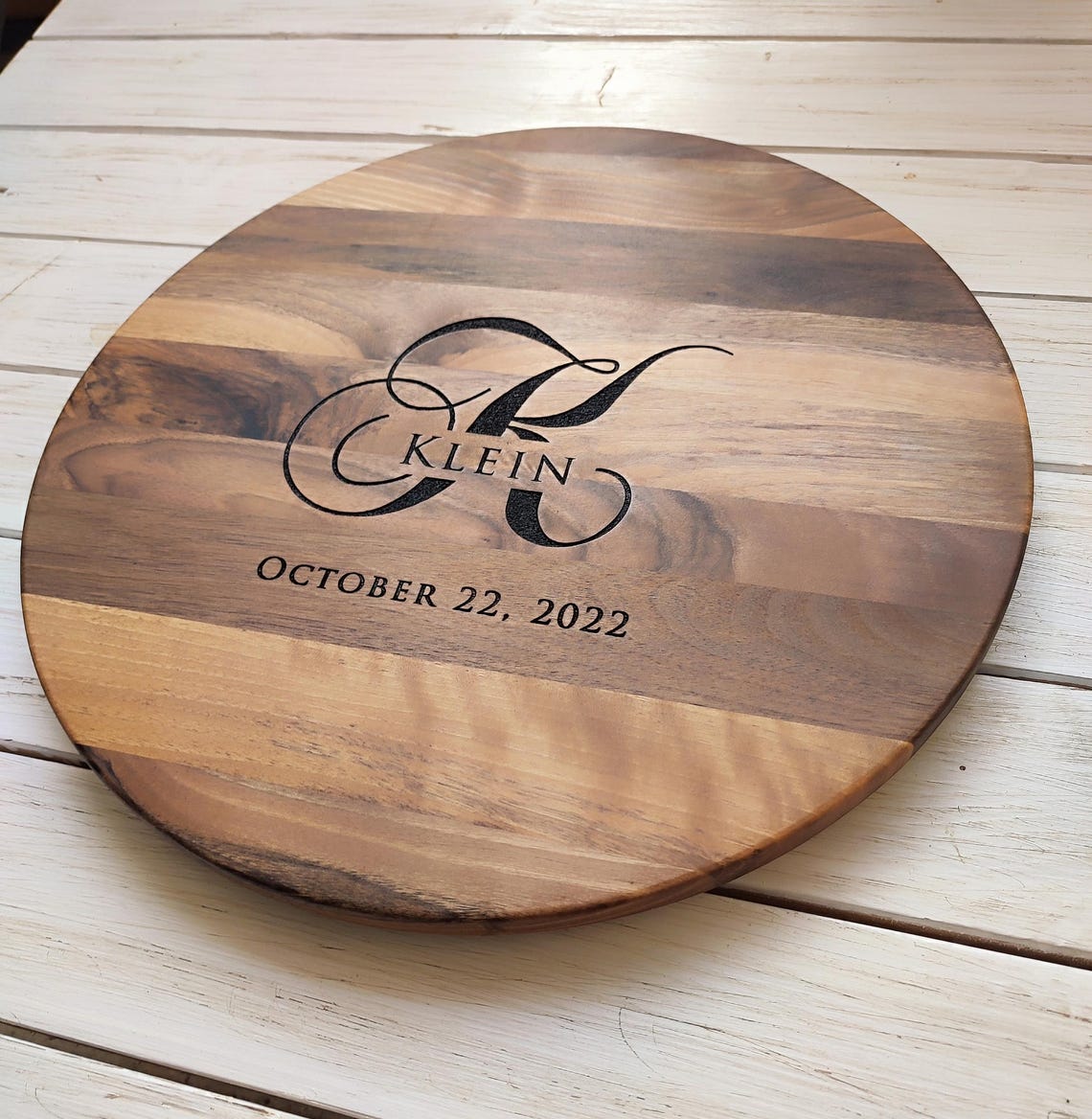 Solid Oak, Walnut, Maple Lazy Susan for Table Tops, Monogram Turntable ...