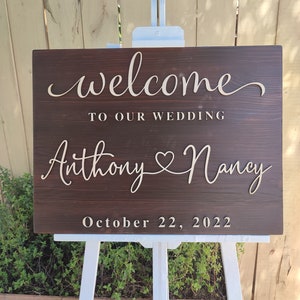 Welcome Sign for Wedding Ceremony, Alternative Guest Book for Wedding Reception, Wood Wedding Sign, Rustic Wedding Decor, 3D Wedding Sign image 10