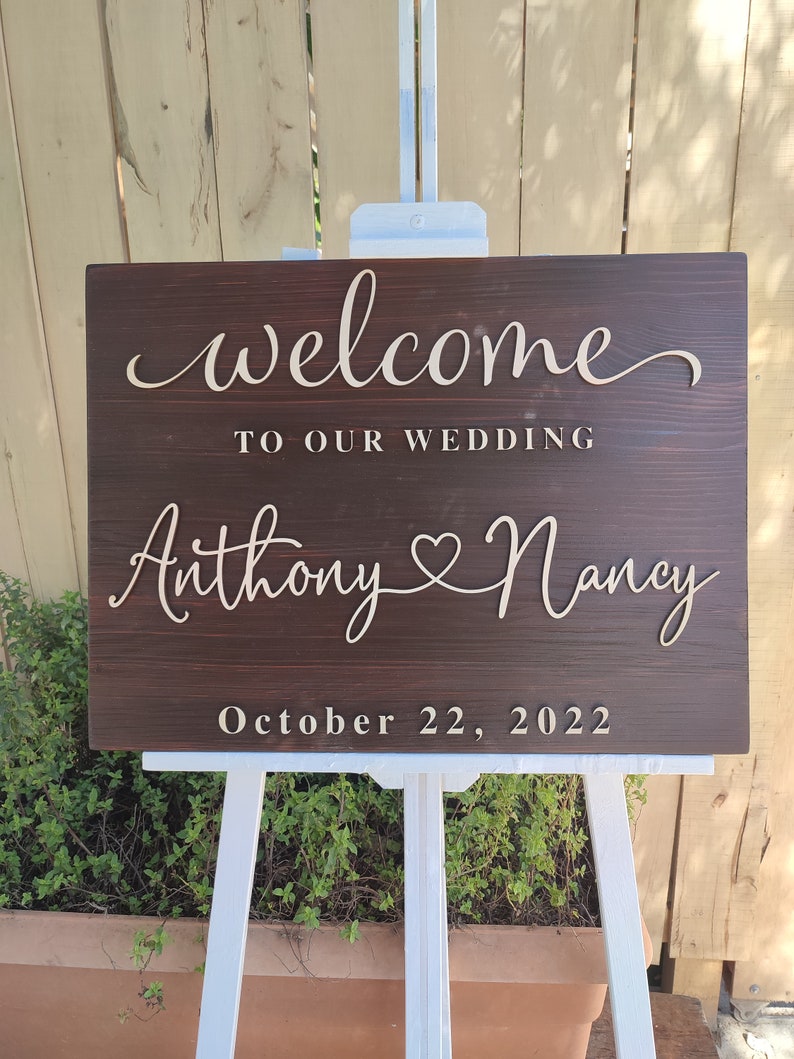 Welcome Sign for Wedding Ceremony, Alternative Guest Book for Wedding Reception, Wood Wedding Sign, Rustic Wedding Decor, 3D Wedding Sign image 10