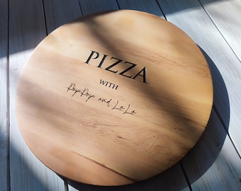 Custom Pizza Board, Platter, Personalized Pizza Tray, Pizza Cutting Board, Wooden Serving Board, Personalized Pizzeria Large Round Board