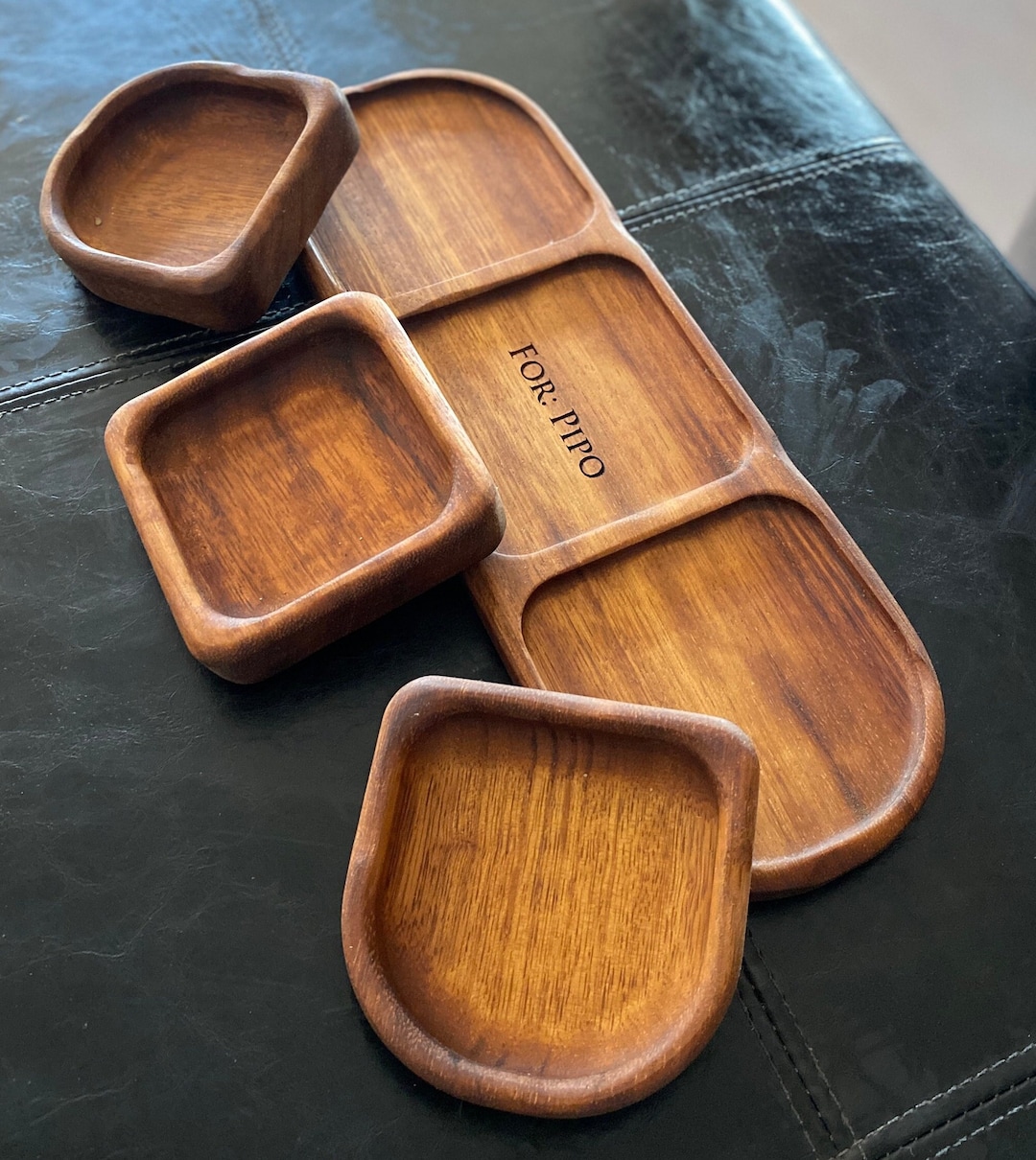 Wooden Snack Tray With Engraving, Engraved Custom Snack Plate,nuts