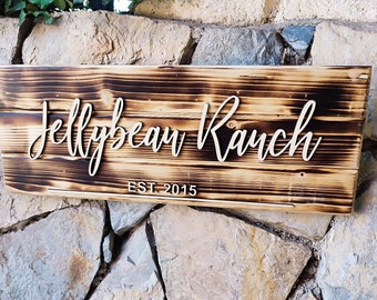 Outdoor Farm Sign, Custom Acres Sign, Gepersonaliseerde Farm Sign, Barn Sign, Custom Farmhouse Sign, Houten Ranch Sign, Familienaam Plaquette Cadeau