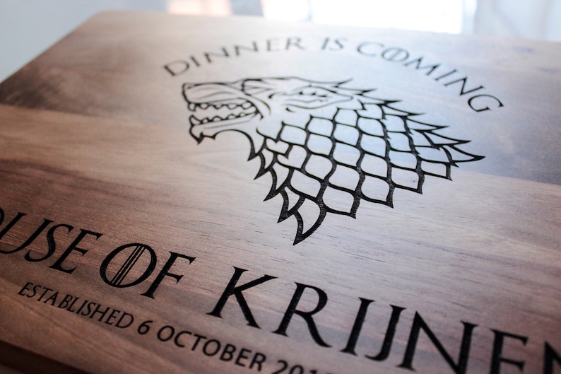 Game Of Thrones Gift Custom Cutting Board for Wedding gift Housewarming Gift Personalized Dinner is Coming Custom Anniversary Gift