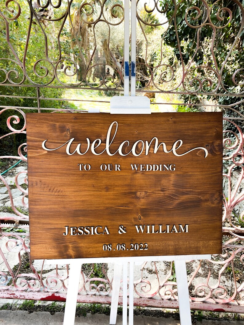 Welcome Sign for Wedding Ceremony, Alternative Guest Book for Wedding Reception, Wood Wedding Sign, Rustic Wedding Decor, 3D Wedding Sign image 7