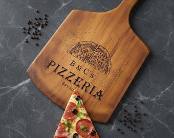 Pelles à pizza personnalisées fabriquées à la main, planche à pizza personnalisée, palette à pizza gravée, cadeau personnalisé, meilleur cadeau pizzeria, cadeaux pizza uniques