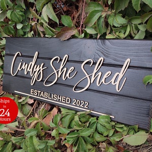 Personalized She / He Shed Sign, Wooden He Shed Sign, Custom She Shed Wall Art Sign, Gift for Her, Him, She Shed Wall Decor, She Shed Gift