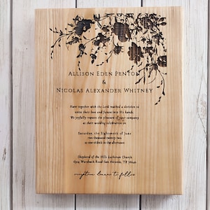 HOCHZEITS-EINLADUNG Schneidebrett mit Ihrer Hochzeitseinladung, Hochzeit Charcuterie Brett, persönliches Andenken graviert