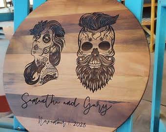 Till Death Do Us Apart, Cutting Board, Wedding Gift, Sugar Skull, Dia de Los Muertos Gift, Engraved, Day of the Dead Cutting Board, Calavera